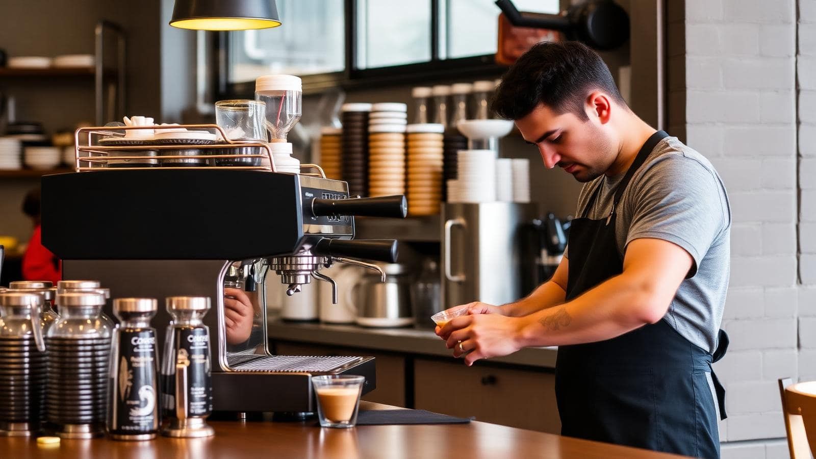Cafetería de especialidad en Bogotá con barista preparando café