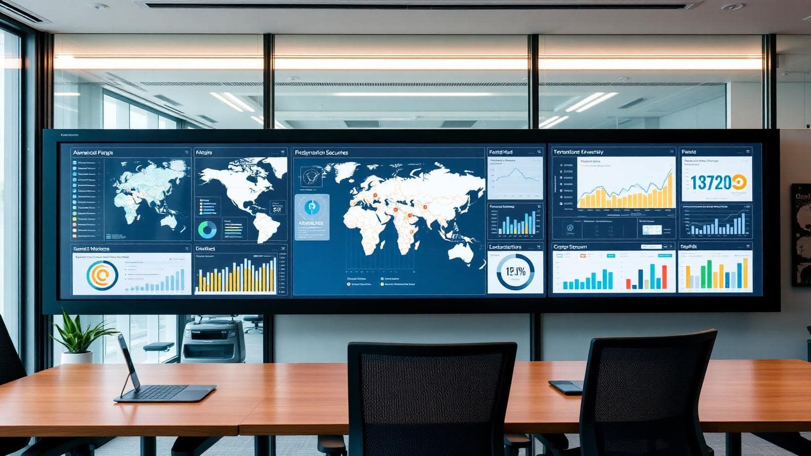 Dashboard de gestión multi-sucursal en pantallas