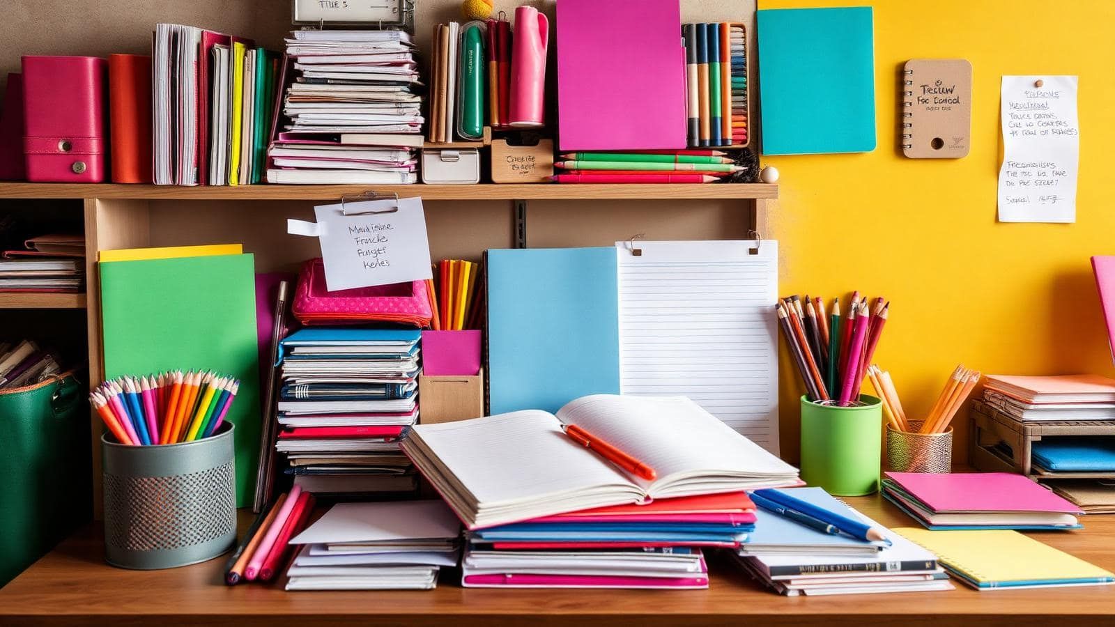 Papelería surtida con útiles escolares