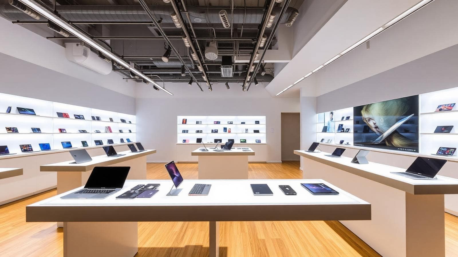 Tienda de tecnología con productos exhibidos
